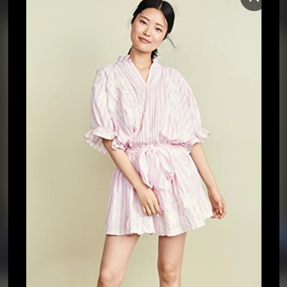 Juliet Dunn London Blouson Dress In Pink Stripe Size 2 - Picture 1 of 9